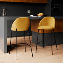 Chaise de bar Karl en velours jaune moutarde 66 cm (lot de 2)