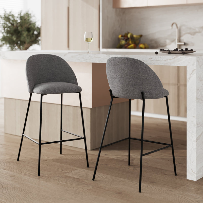 Chaise de bar Karl en tissu gris foncé 66 cm (lot de 2)
