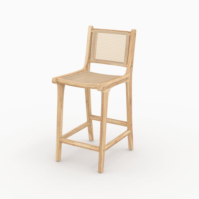 Chaise pour îlot central Kyla en teck et rotin 66,5 cm (lot de 2)