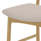 Lana - Set of 2 Central Island Chairs in Beige Fabric and Wood