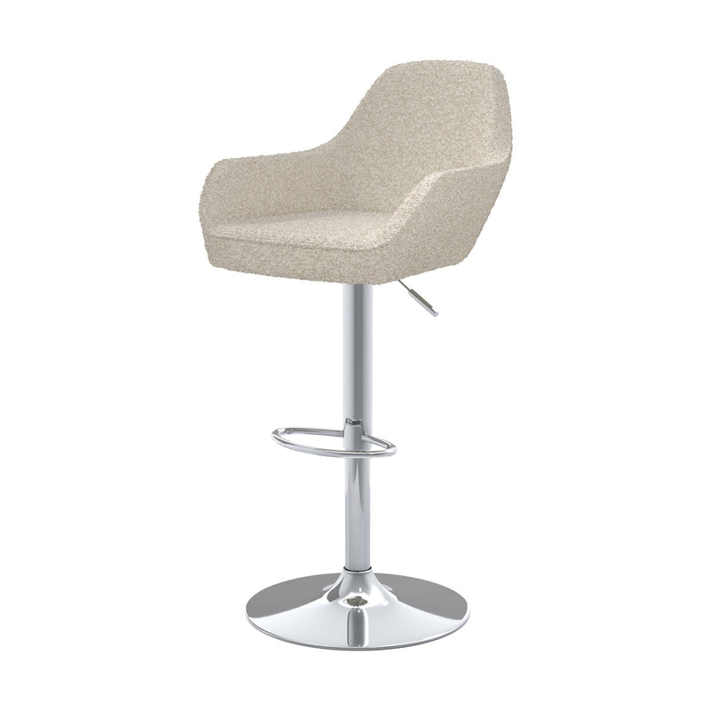Chaise de bar Adam effet laine bouclette blanc cassé 63/83 cm (lot de 2)