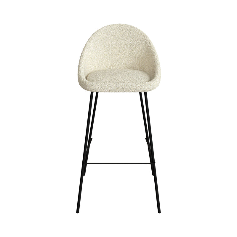 Chaise de bar Misty en tissu bouclette blanche 75 cm (lot de 2)