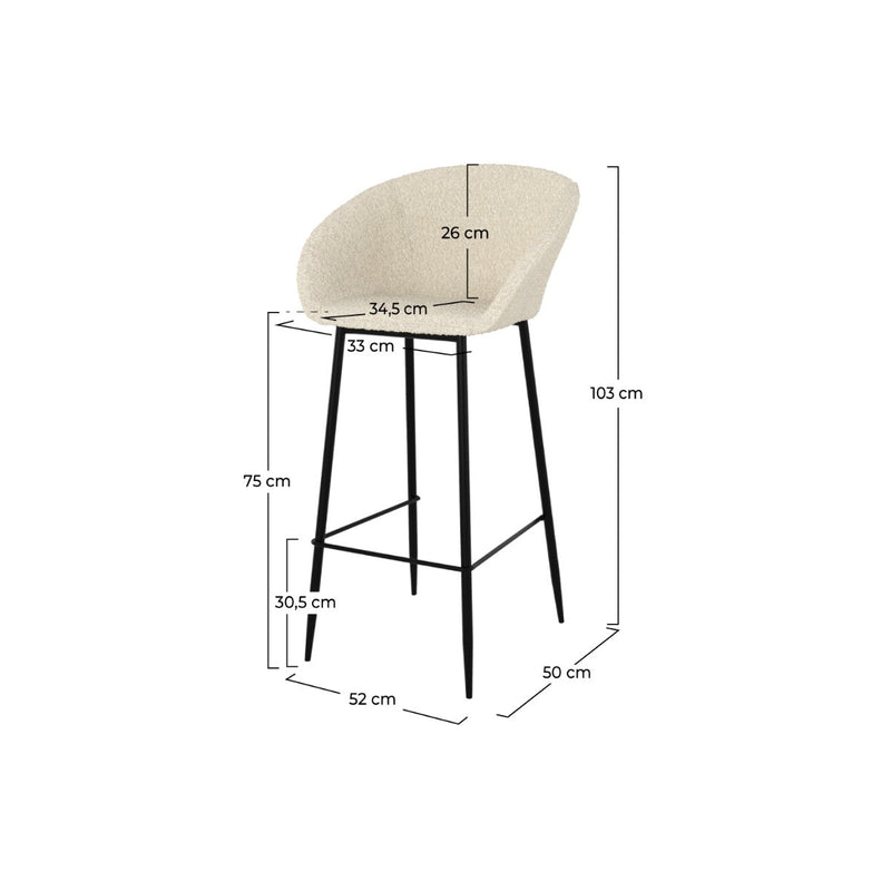 Marquise Bar Stool - White