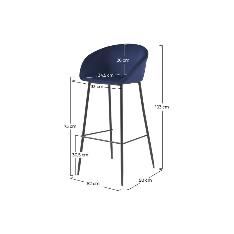 Set of 2 Marquise Bar Stools - Blue