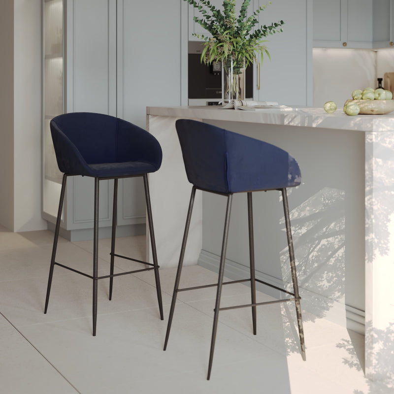 Set of 2 Marquise Bar Stools - Blue