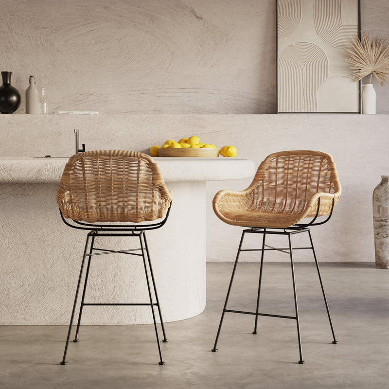 Set of 2 Carmela Bar Stools - Light Brown