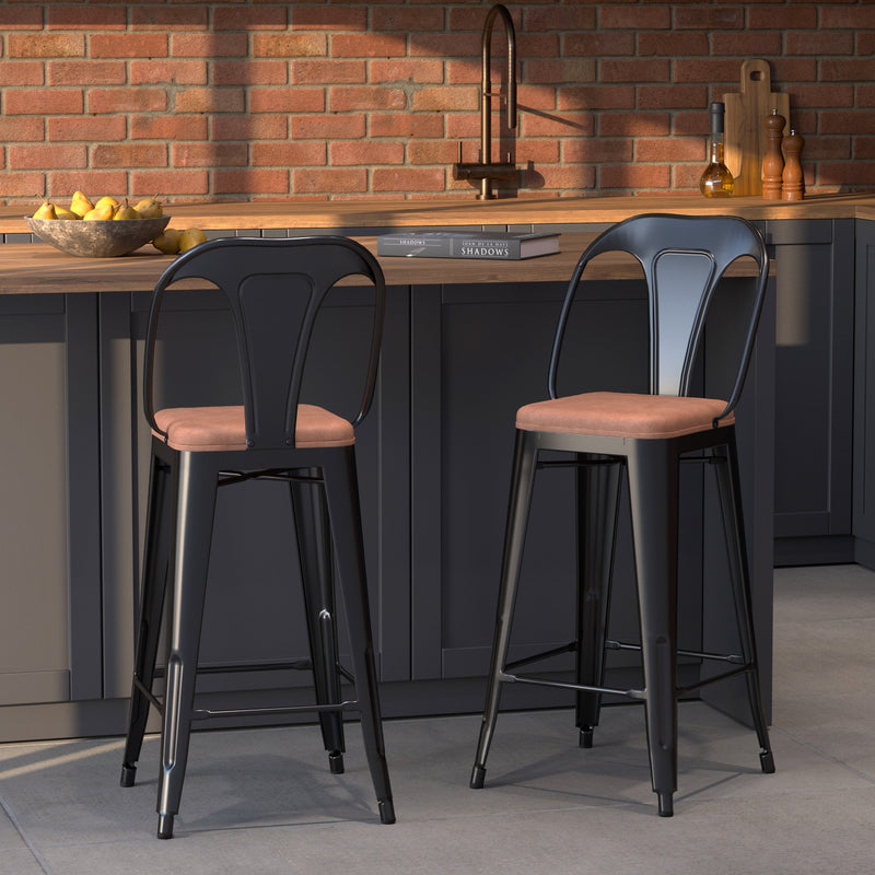 Set of 2 Charly Bar Stools - Black
