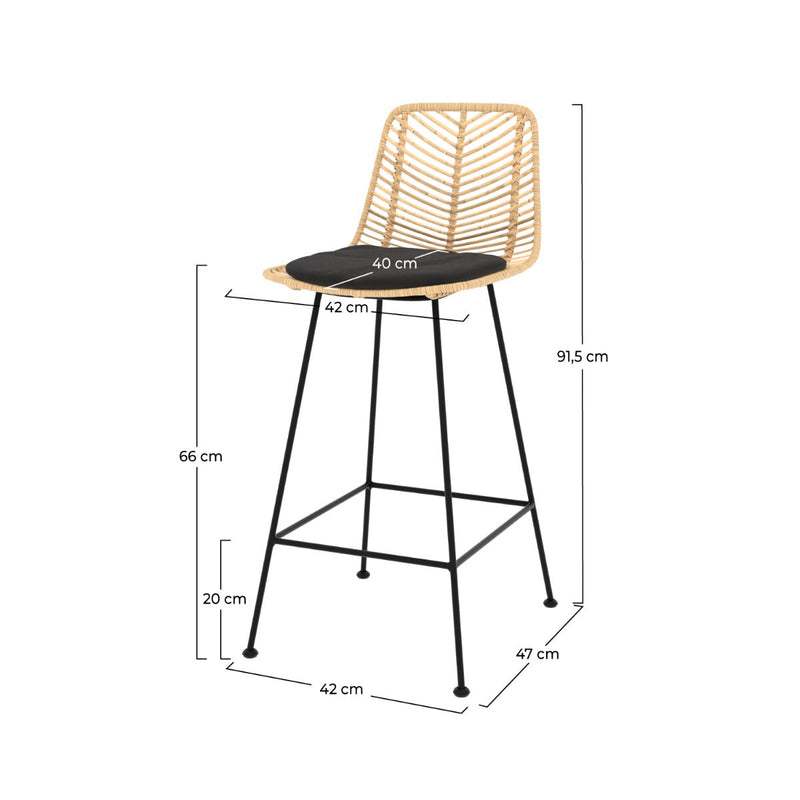 Set of 2 Tamara Bar Stools - Black