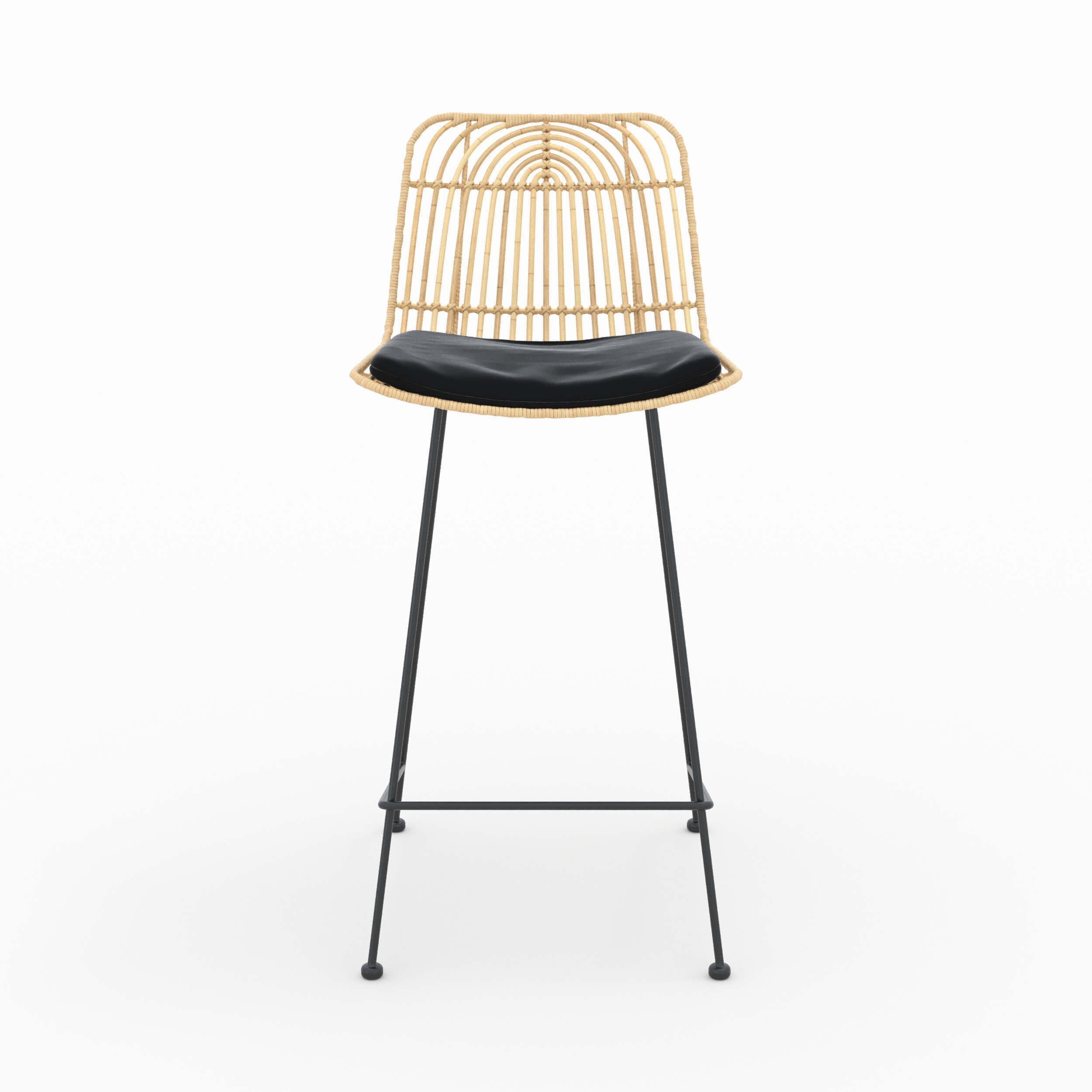Goa - Set of 2 Rattan and Black Central Island Chairs