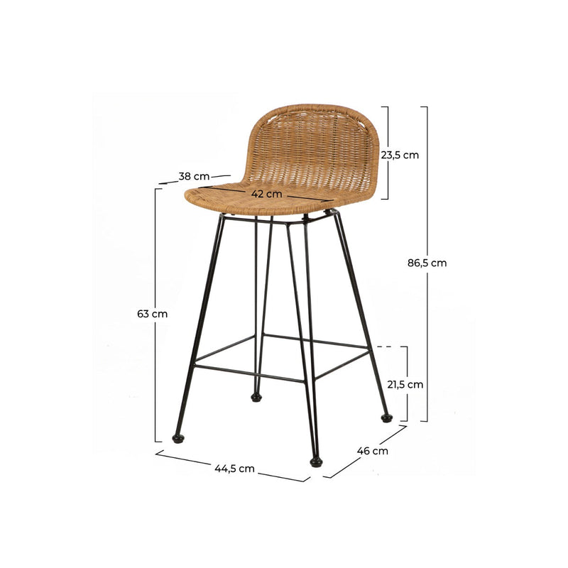Set of 2 Jigani Bar Stools - Natural Brown