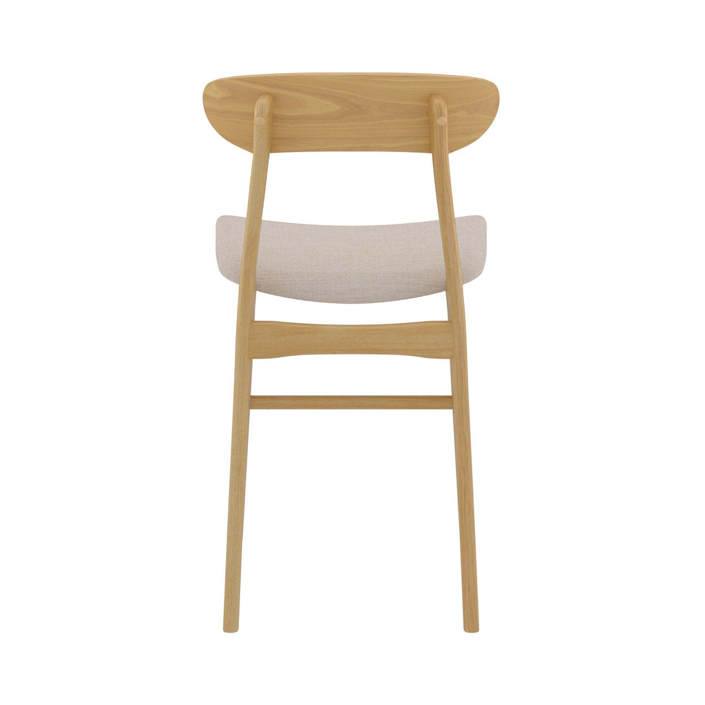 Lana - Set of 2 Central Island Chairs in Beige Fabric and Wood