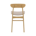 Lana - Set of 2 Central Island Chairs in Beige Fabric and Wood