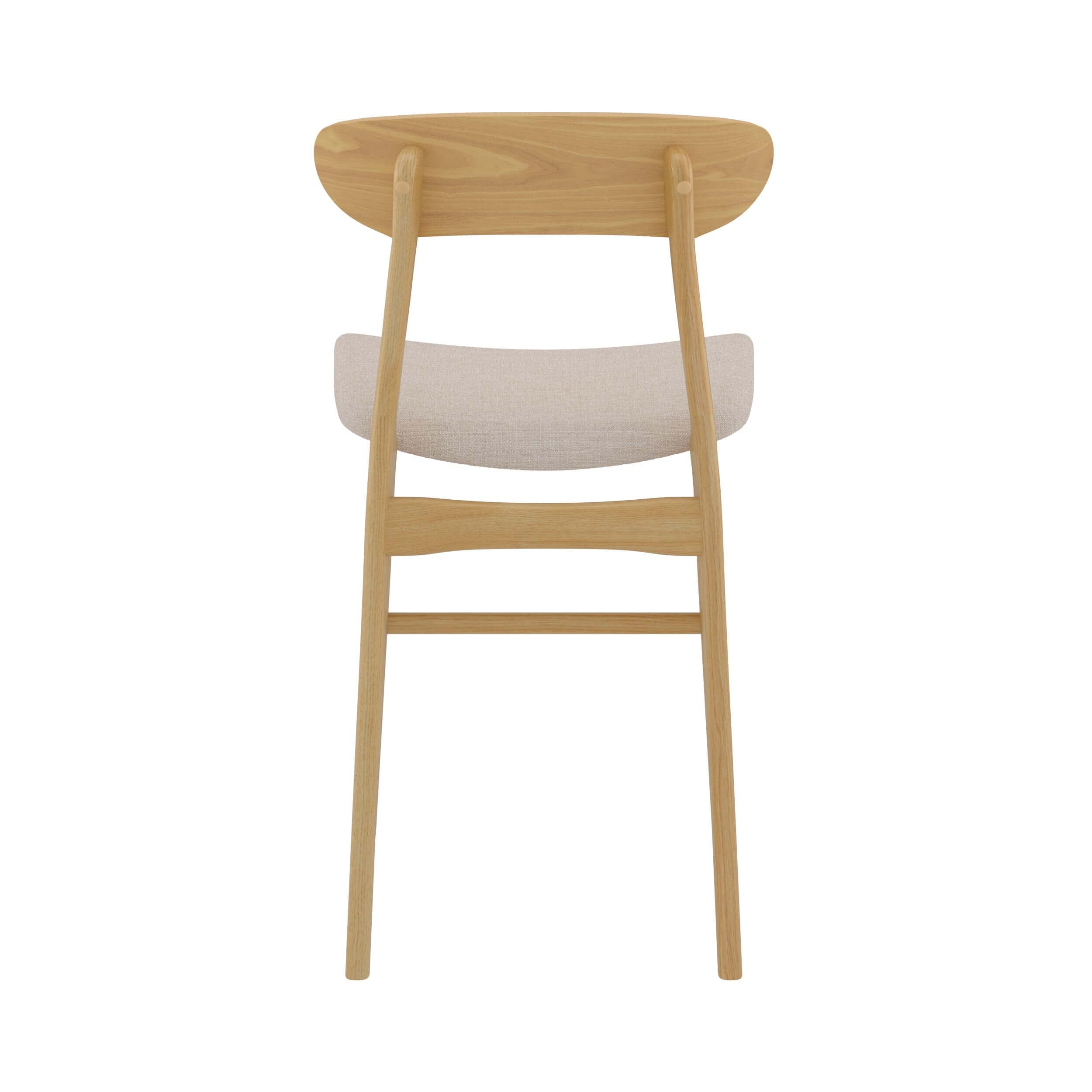 Lana - Set of 2 Central Island Chairs in Beige Fabric and Wood