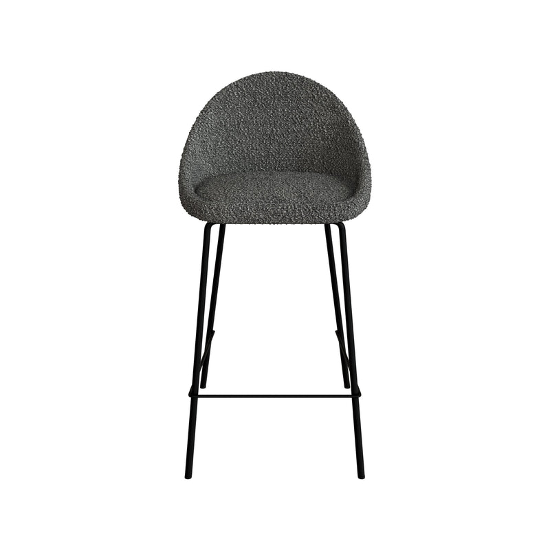 Chaise de bar mi-hauteur Misty effet laine bouclette grise 65 cm (lot de 2)