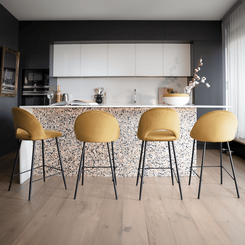 Set of 2 Misty Bar Stools - Yellow
