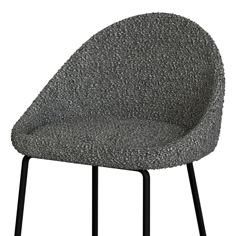 Chaise de bar mi-hauteur Misty effet laine bouclette grise 65 cm (lot de 2)