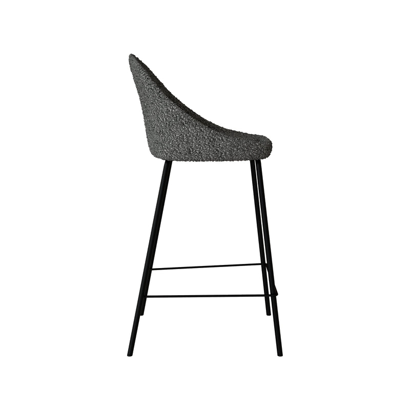 Chaise de bar mi-hauteur Misty effet laine bouclette grise 65 cm (lot de 2)