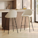 Chaise de bar Misty en tissu bouclette blanche 75 cm (lot de 2)