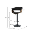 Chaise de bar noire Basile avec accoudoirs 59/81 cm
