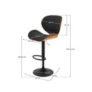 Chaise de bar noire Baudoin 63/84 cm