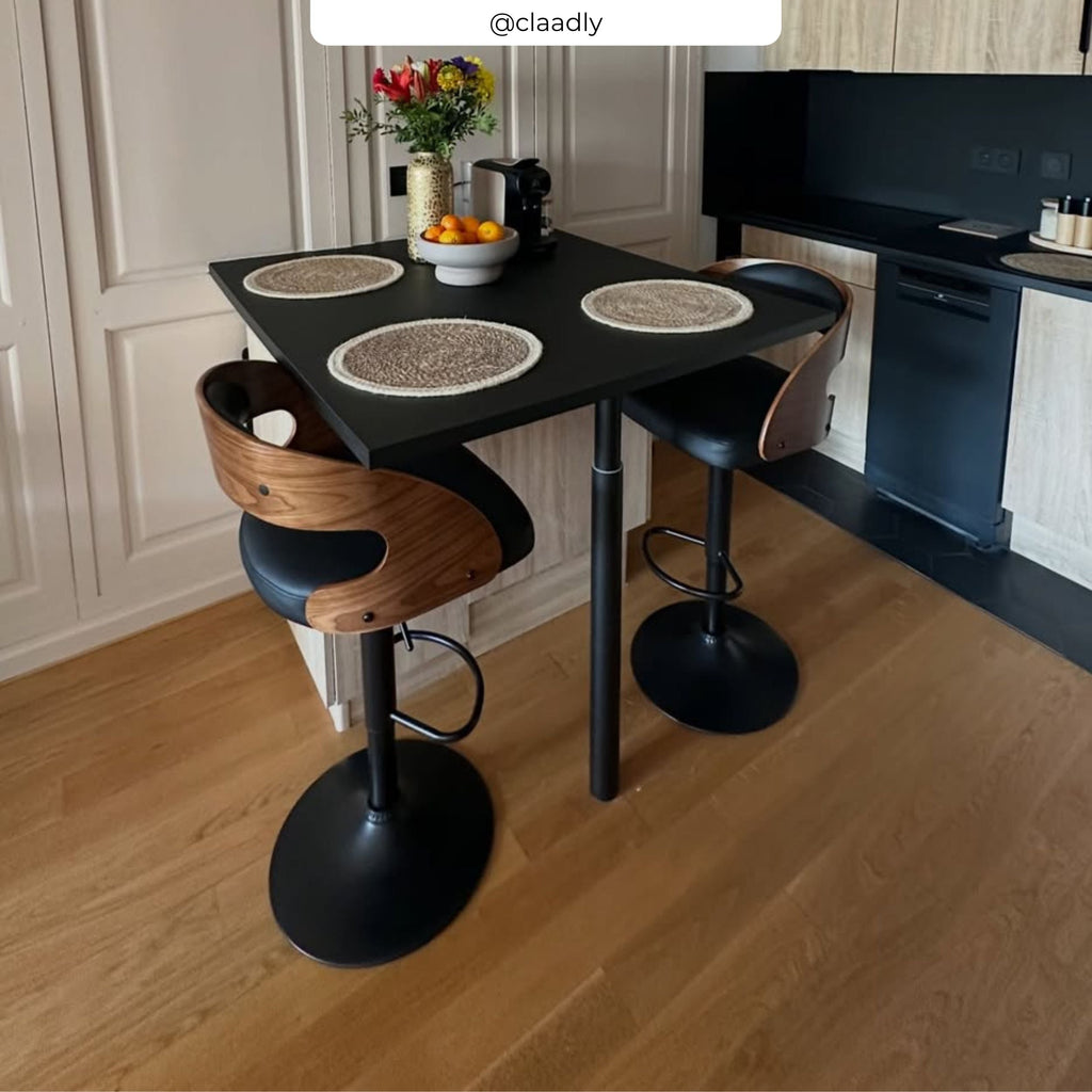 Louis - Silla alta ajustable de piel sintética negra