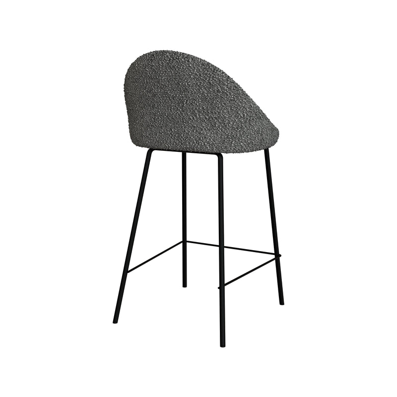 Chaise de bar mi-hauteur Misty effet laine bouclette grise 65 cm (lot de 2)