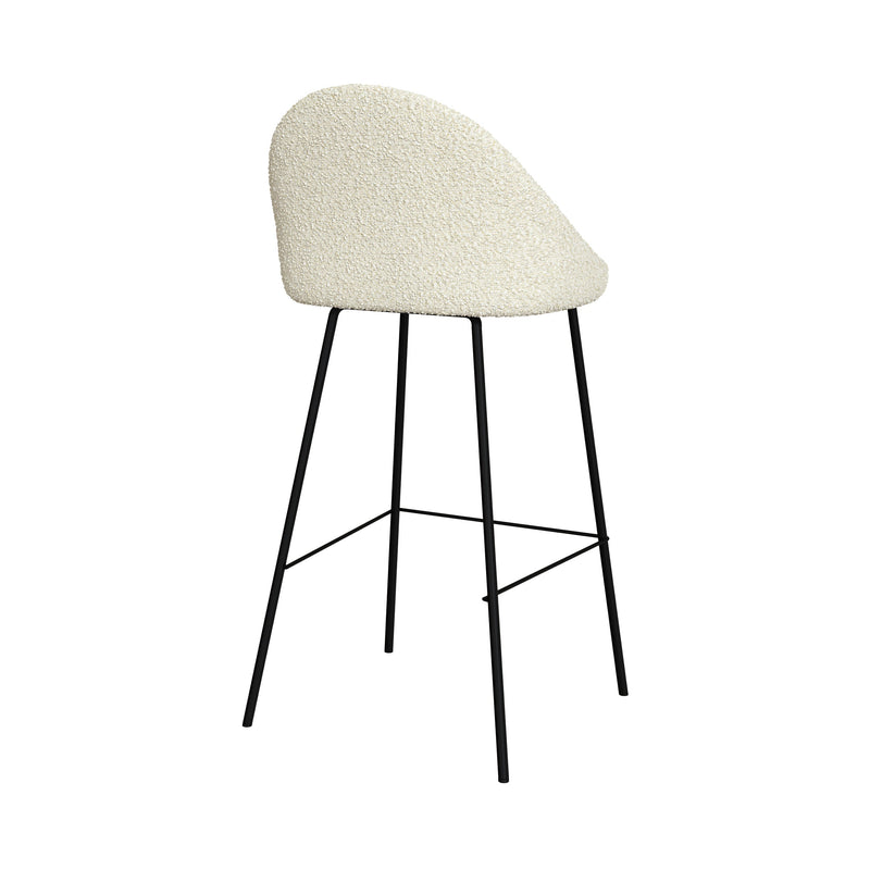 Chaise de bar Misty en tissu bouclette blanche 75 cm (lot de 2)