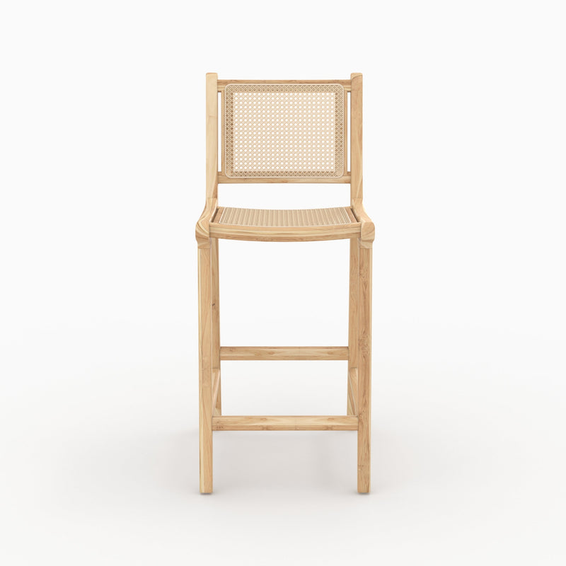 Chaise pour îlot central Kyla en teck et rotin 66,5 cm (lot de 2)