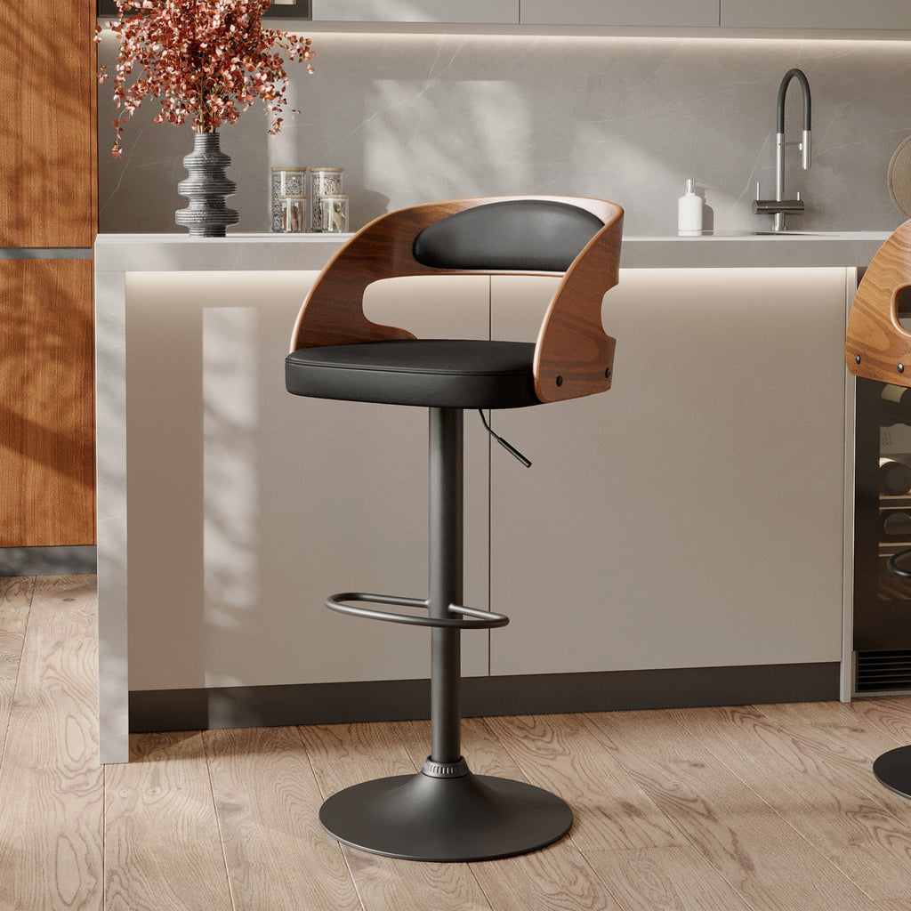 Louis - Silla alta ajustable de piel sintética negra