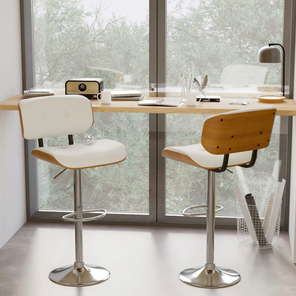 Melchior - Chaise De Bar Réglable En Pu Blanc