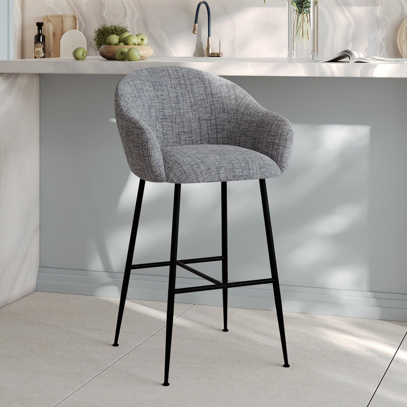 Chaise de bar Socky en tissu gris chiné 76 cm