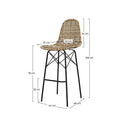 Chaise de bar de jardin Tiptur en résine tressée marron 76 cm (lot de 2)