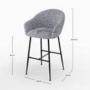 Chaise de bar Socky en tissu gris chiné 76 cm
