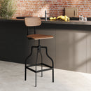 chaise de bar vintage reglable en hauteur 66 85 cm en bois retro