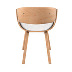 Adelmar - Silla En Madera Clara Y Pu Blanco