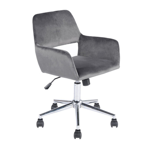 Chaise De Bureau En Velours Ajustable - Ross - Gris Anthracite