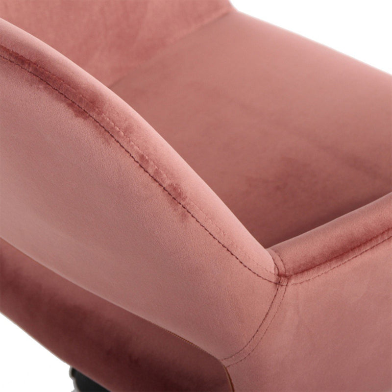 Chaise De Bureau En Velours Ajustable - Ross - Rose