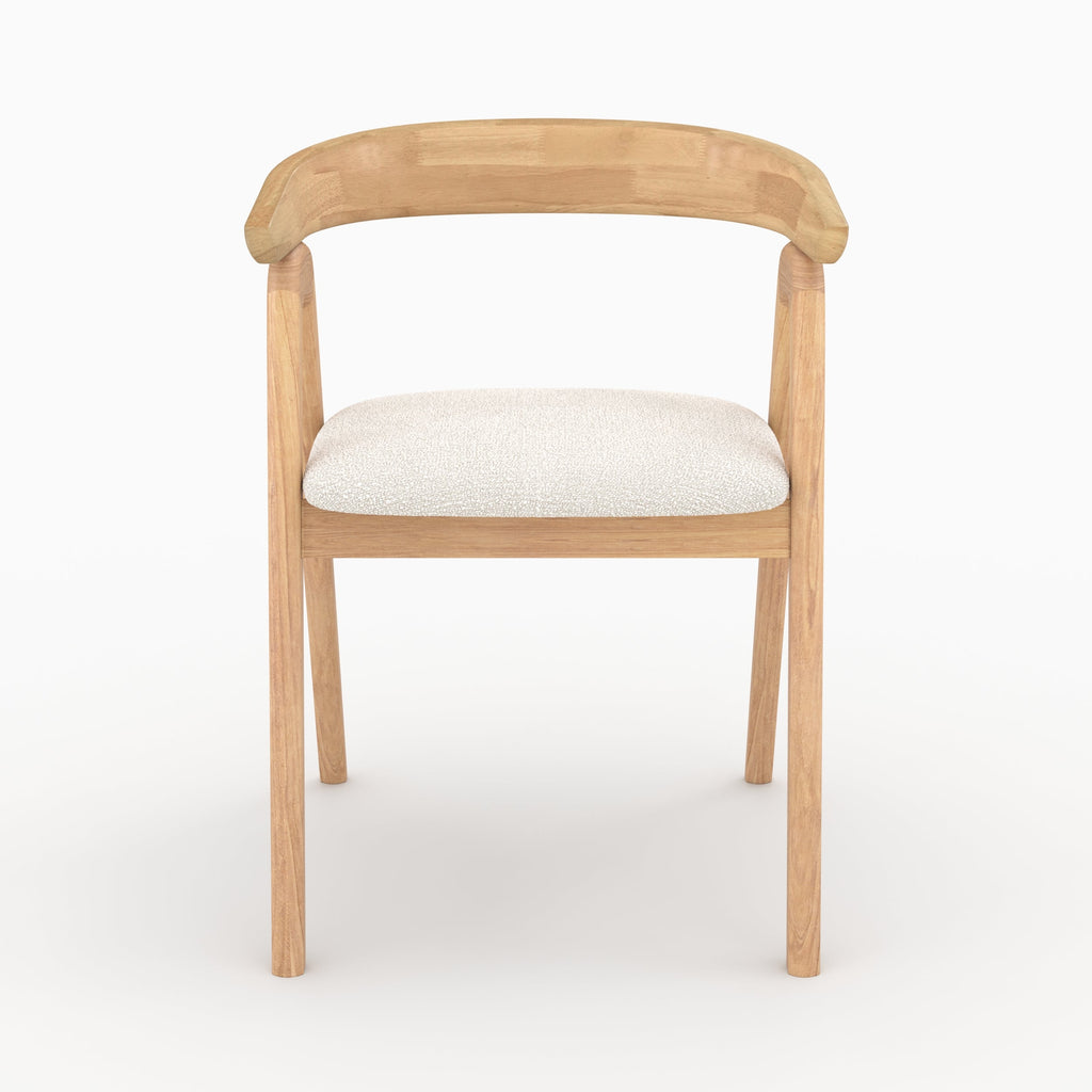 Hawa - Chaise En Bois D'Hévéa Clair Et Tissu Bouclé Crème