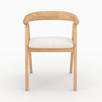 Hawa - Chaise En Bois D'Hévéa Clair Et Tissu Bouclé Crème