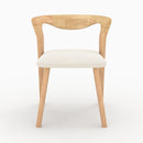 chaise en bois d hevea clair et tissu boucle creme vega