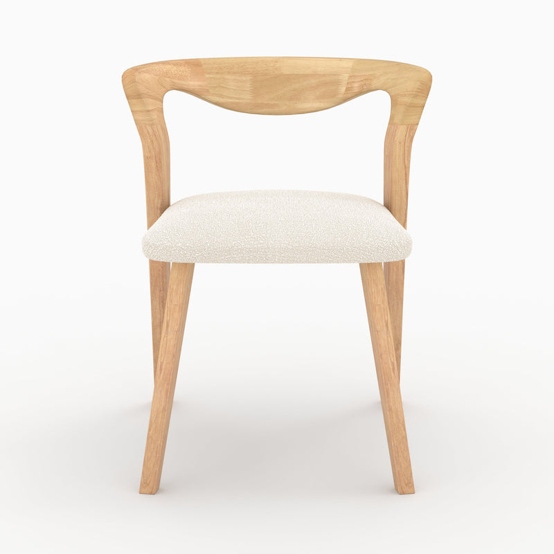 chaise en bois d hevea clair et tissu boucle creme vega