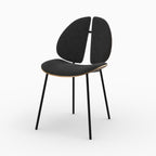Coccinelle - Silla de terciopelo negro y madera de nogal