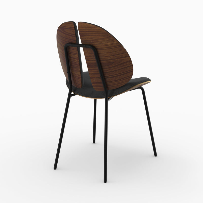 Chaise Coccinelle en velours noir et bois