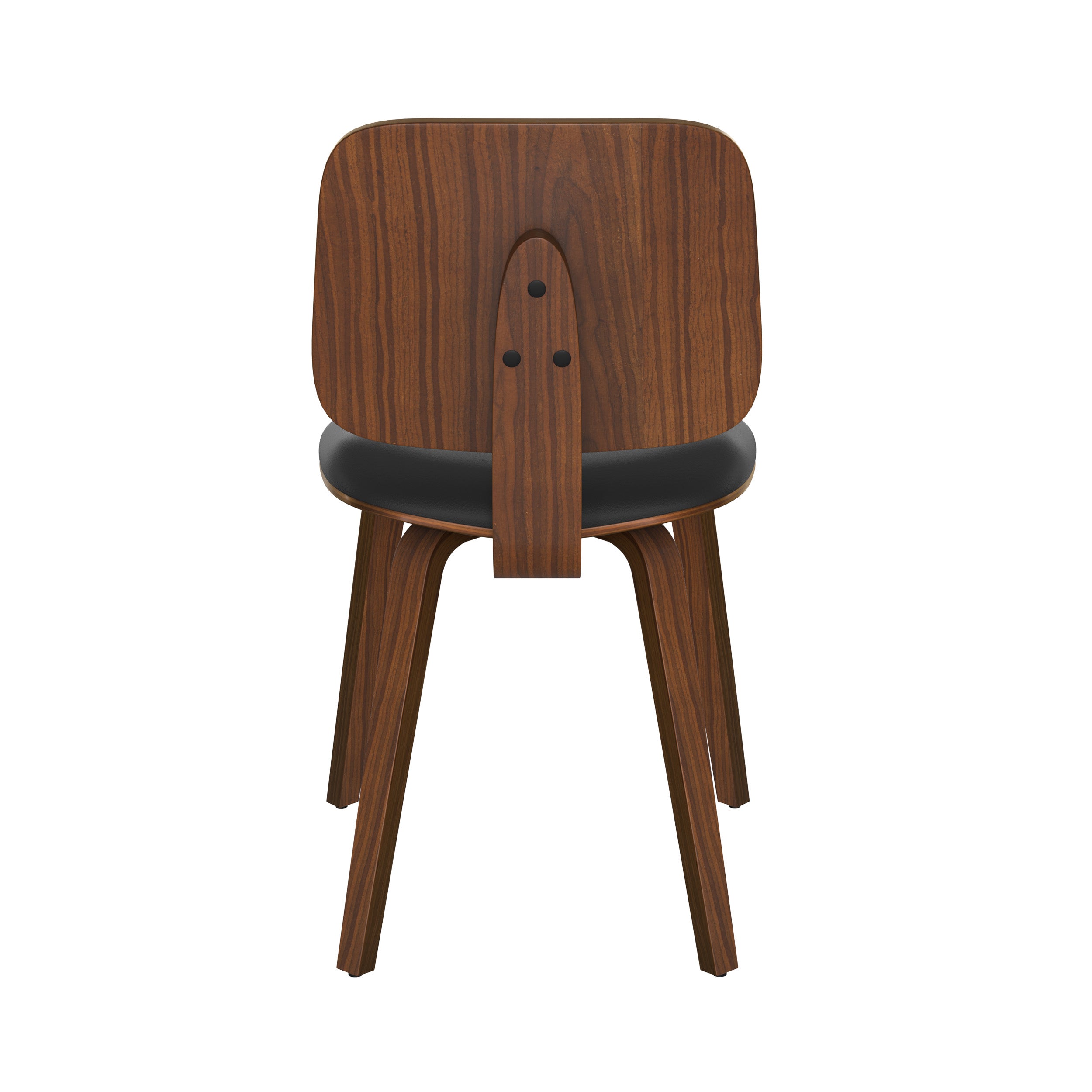 Flow - Set of 2 Chairs in Walnut Veneered Wood and Black Pu