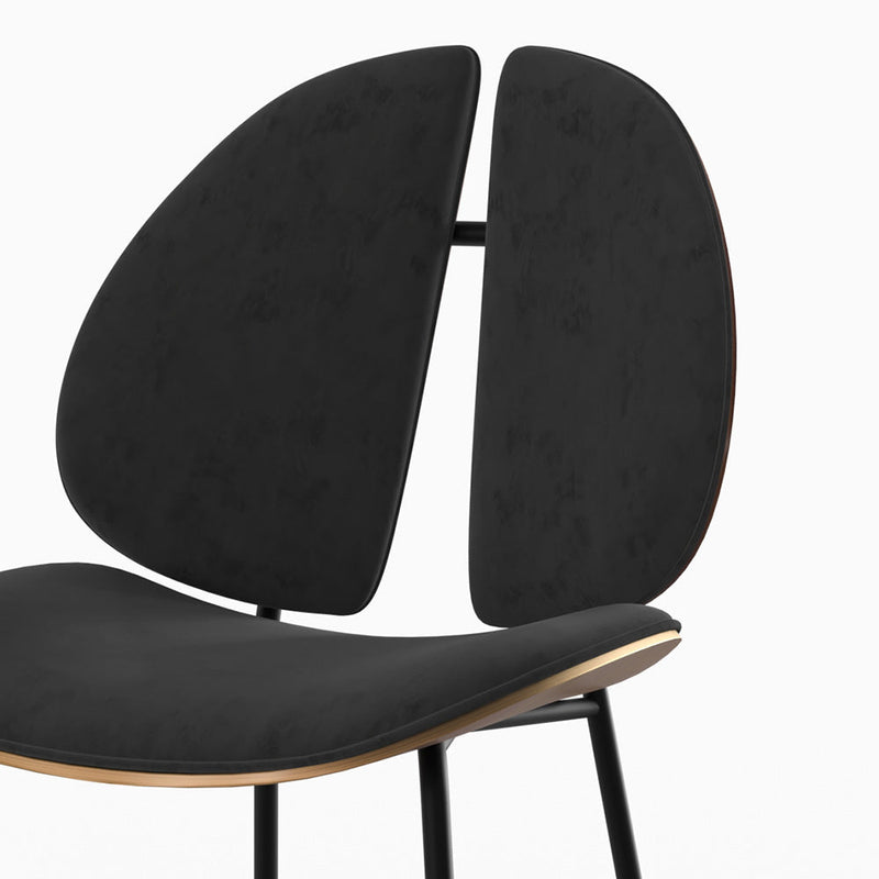Chaise Coccinelle en velours noir et bois