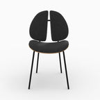 Coccinelle - Silla de terciopelo negro y madera de nogal