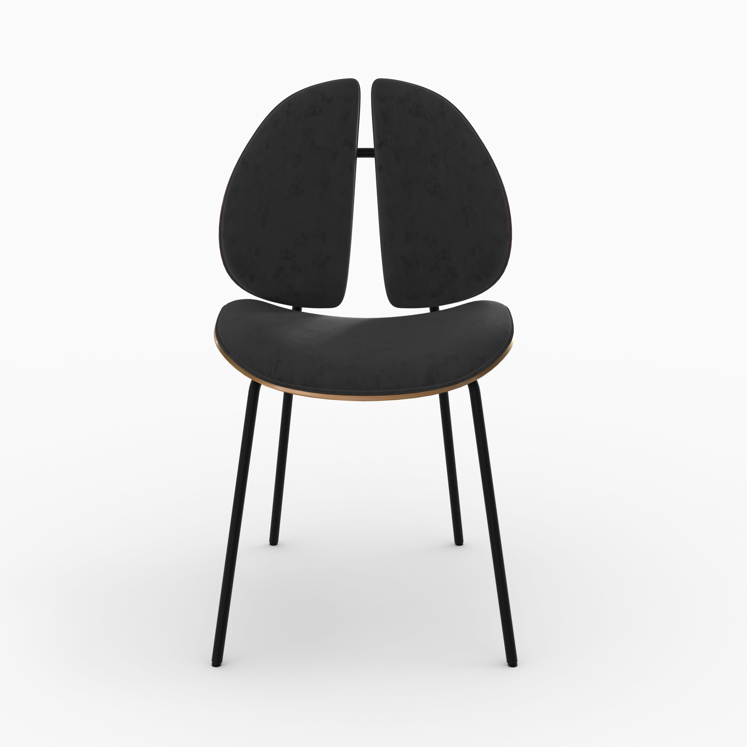 Coccinelle - Silla de terciopelo negro y madera de nogal