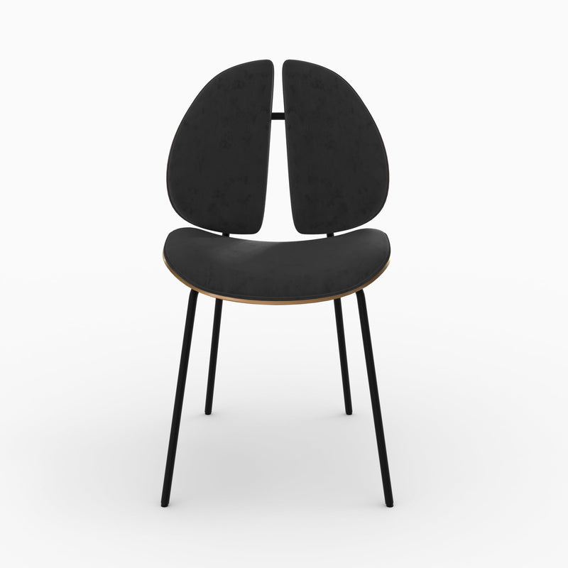 Chaise Coccinelle en velours noir et bois
