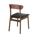 Chaise Lana en cuir synthétique noir et bois foncé (lot de 2)