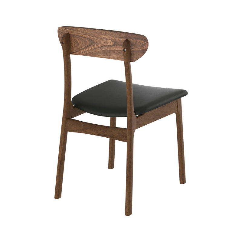 Chaise Lana en cuir synthétique noir et bois foncé (lot de 2)